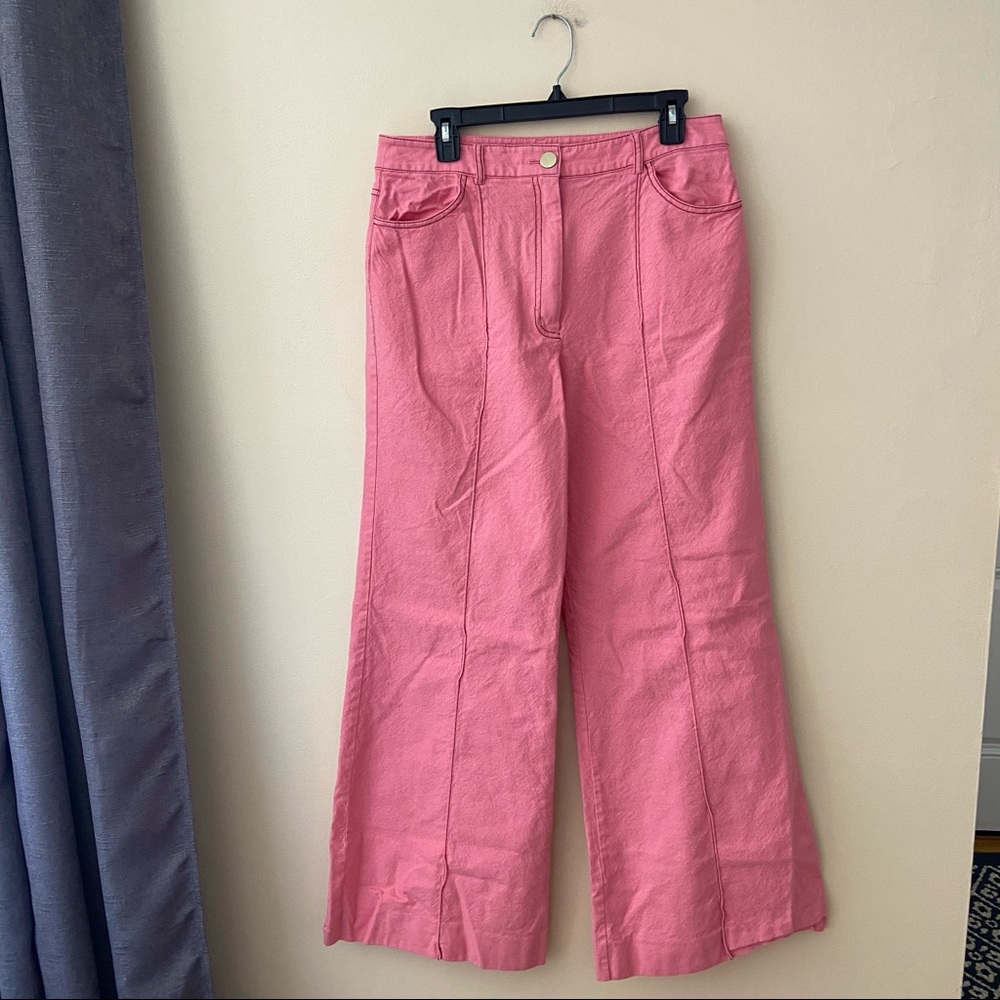 Kate Spade Wide Leg Front Seamed Retro Pants Cotton Wool Blend Pink 12 Women’s - Picture 2 of 8